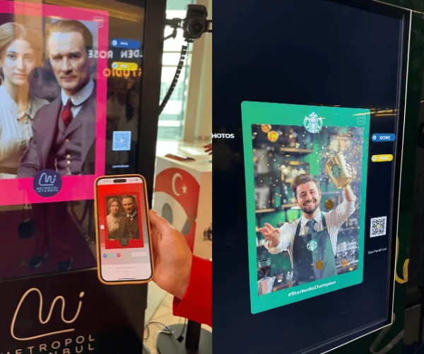 Merkgebonden AI-foto’s op het scherm en op de telefoon